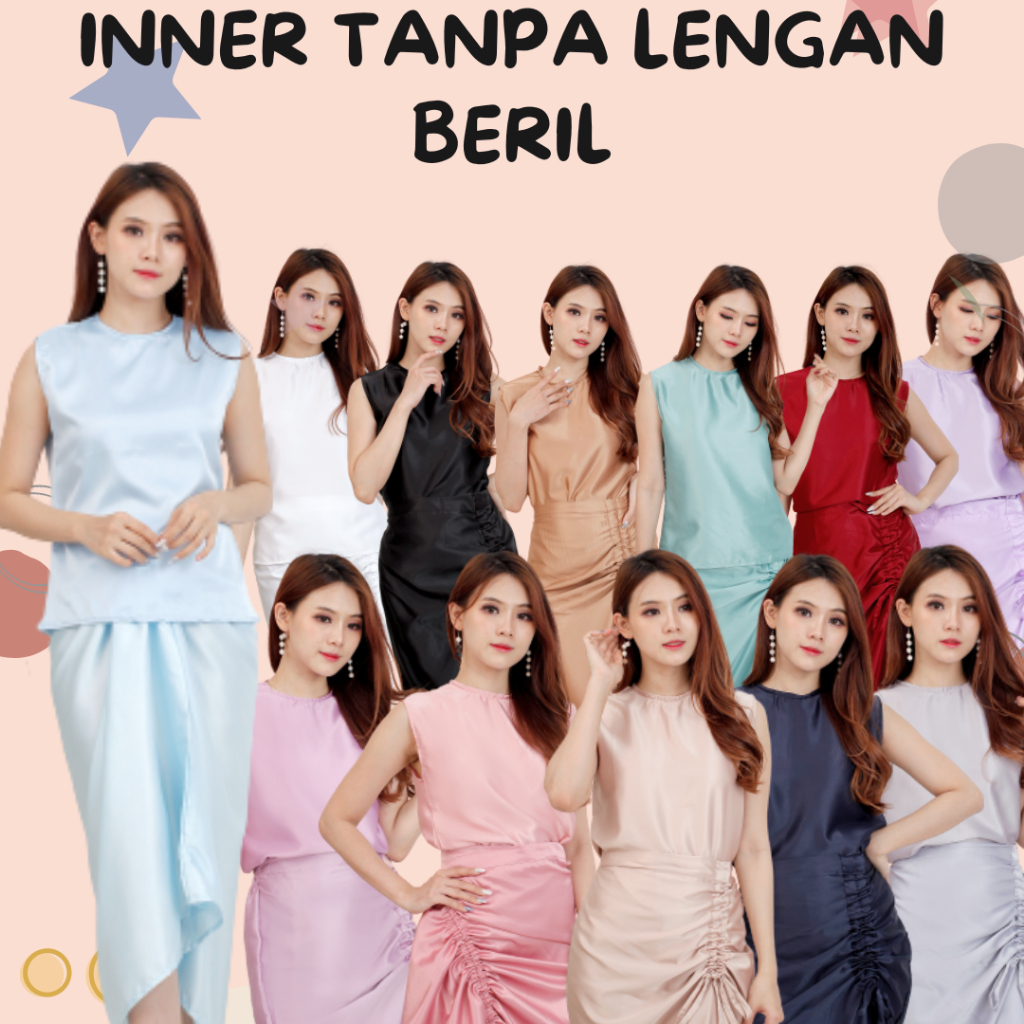 INNER BERIL VELVET TANPA LENGAN DALAMAN SATIN