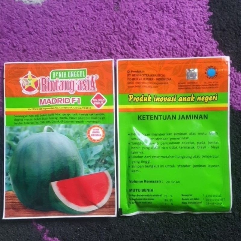 Benih Semangka Non Biji MADRID F1 20gr BINTANG ASIA