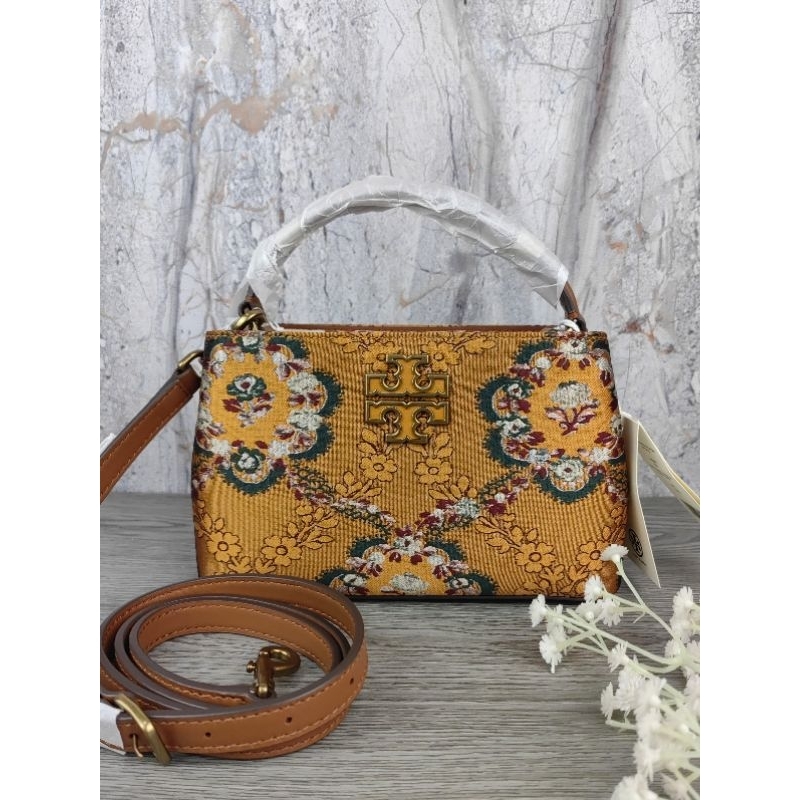 TB Britten Brocade Micro Satchel Rust Sunset Bonfire