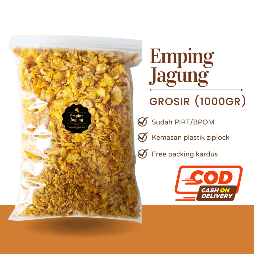 [DELISH SNACKS] Emping Jagung (Grosir) 1000gr 1kg / Snack Cemilan Camilan Grosiran / Pedas Manis Gurih