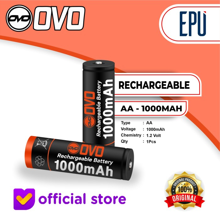 Ovo Rechargeable Battery Charger AA Baterai Cas A2 Batere 1000mAh