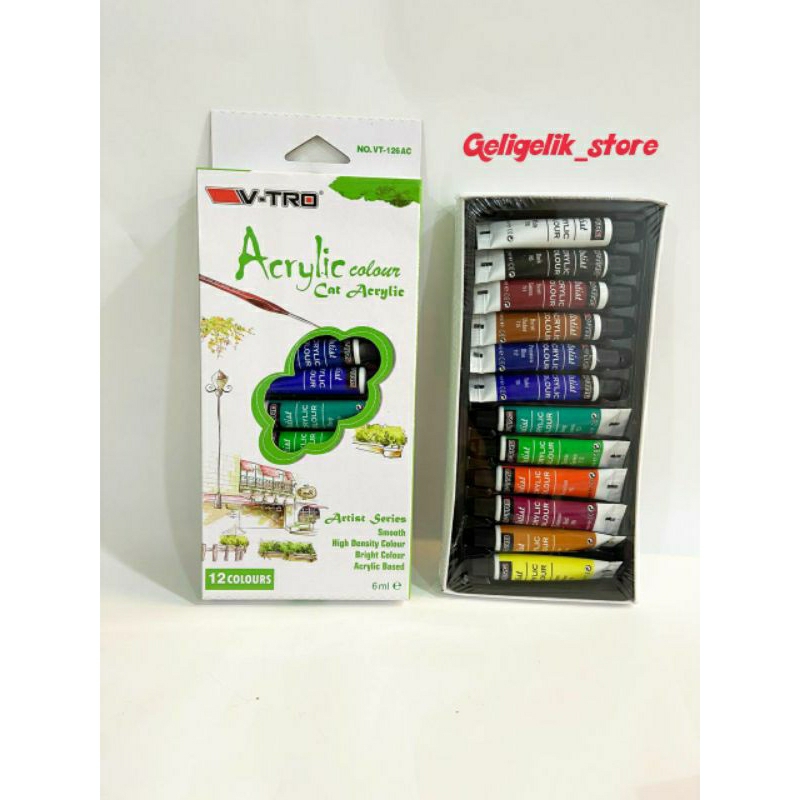 

Cat Akrilik 12 Warna × 6ml V-Tro / Acrylic Colour V-Tro Artist Series 12 Colour @6ml