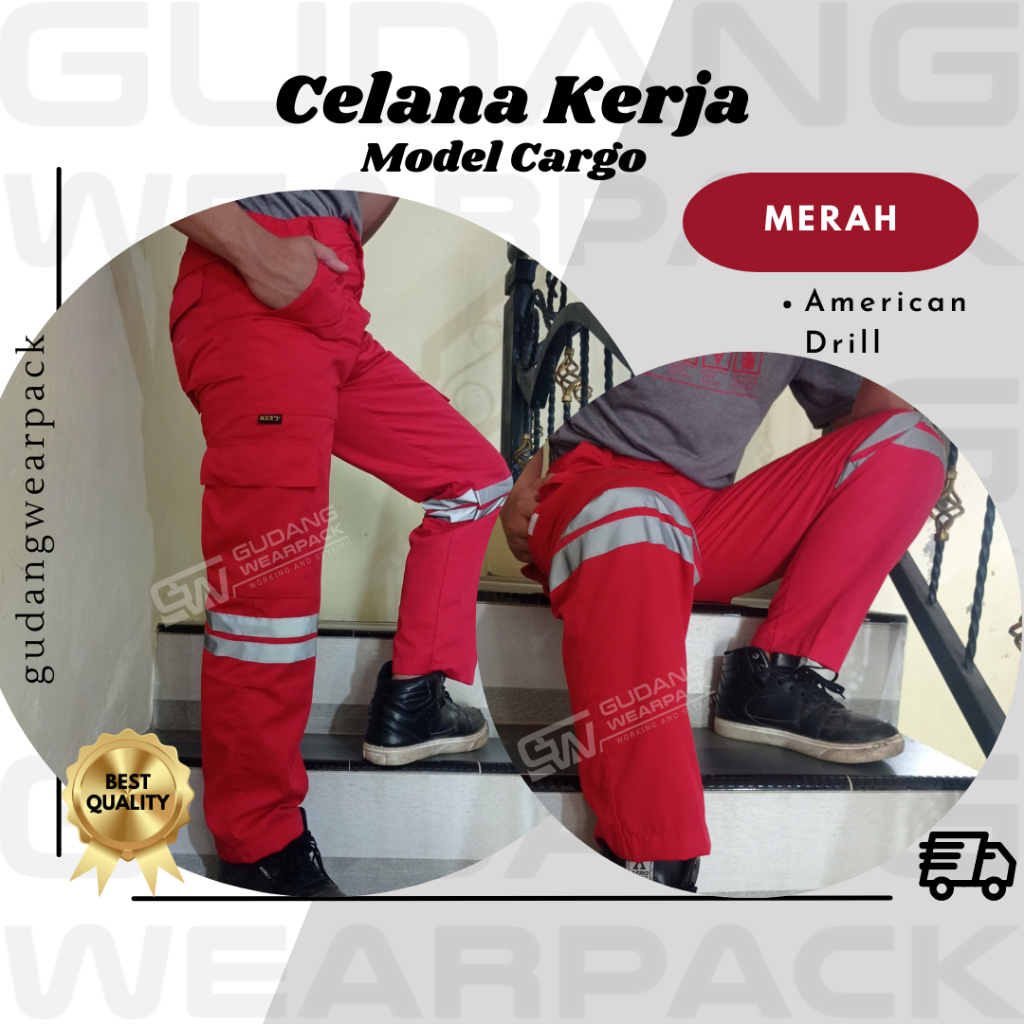 Gudang Wearpack - Celana Kerja Seragam Proyek Warna Merah