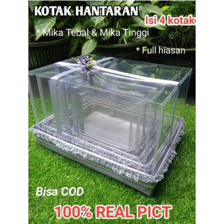 Kotak box hantaran mika set isi 4 untuk pernikahan lamaran tunangan seserahan hampers