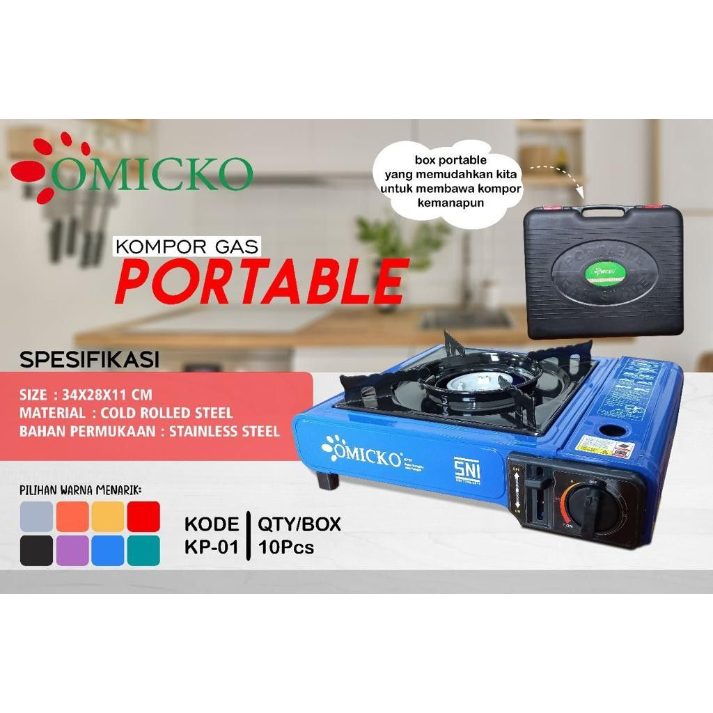 Kompor Gas Portable Omicko Kompor Gas Portable 1 Tungku 2 in 1 Kompor BBQ Camping Traveling mancing