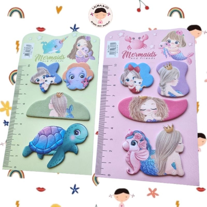 Pembatas Buku Tempel Kertas Bookmark Mermaid Duyung Penanda Halaman