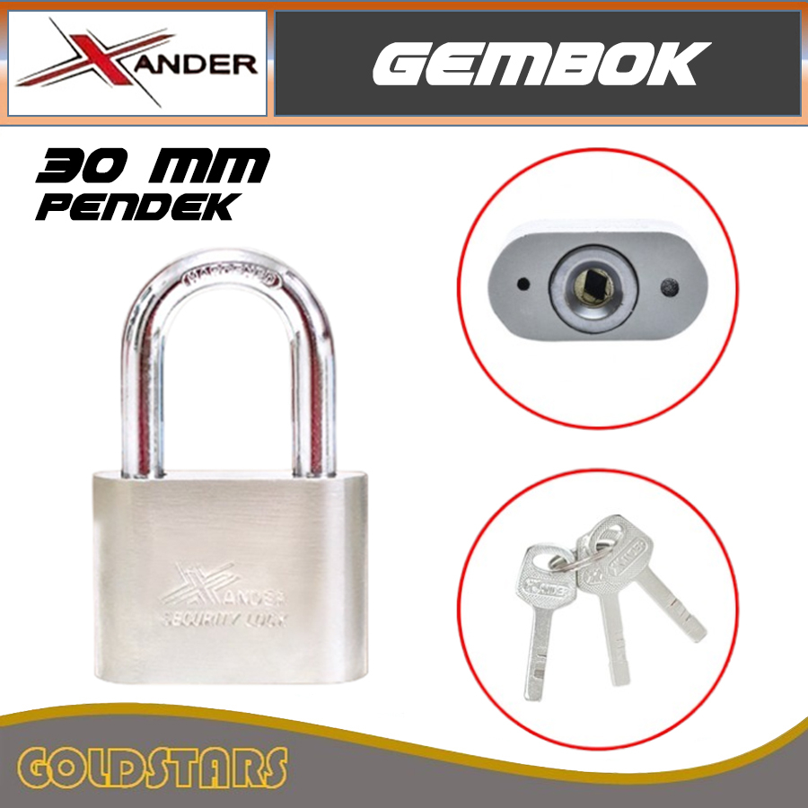 Gembok Xander 30 - 60 mm Pendek Security Lock 3 Key