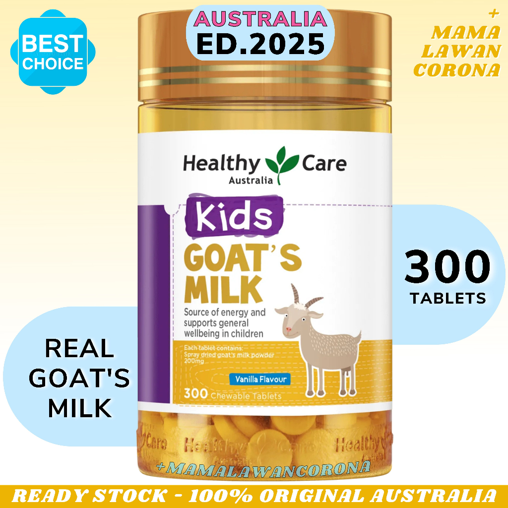 Healthy Care Kids Goat's Milk Vanilla Flavour Chewable 300 Tablets Goat Goats / Colostrum 400mg 400 mg 200 Tablet