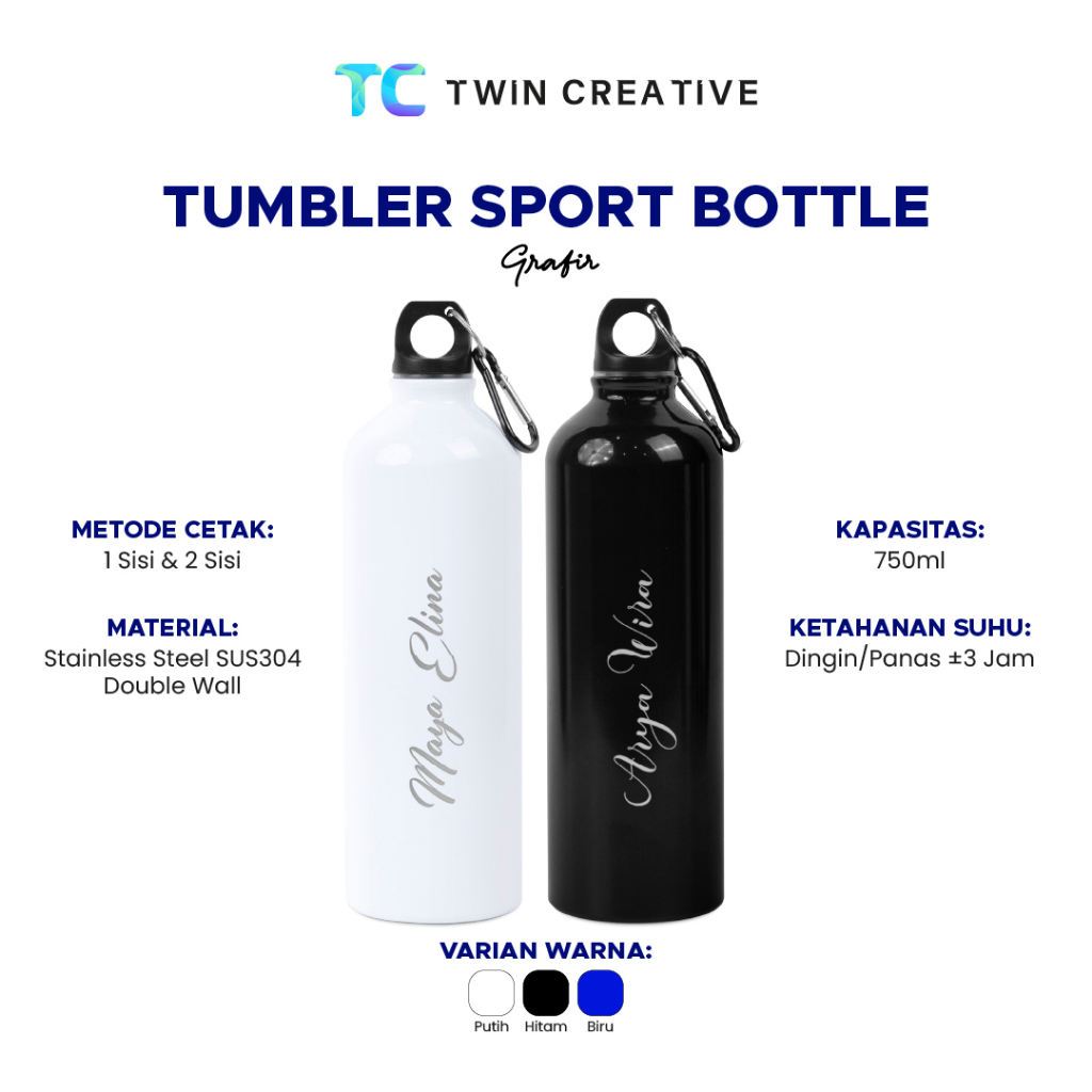 Tumbler Sport Stainless 750ml Custom Print - Sport Bottle Print