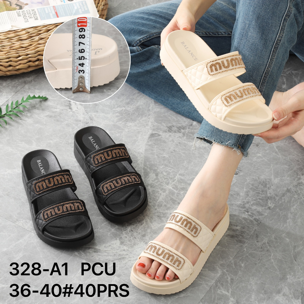 Sandal wedges wanita selop kekinian import