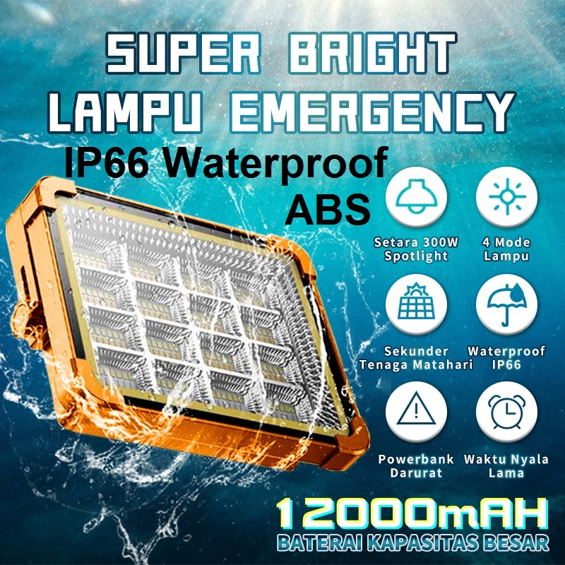 Lampu LED Solar Emergency Power Sel Surya Lampu Panel Professional Solar Emergency Light Lamp Stand Ditingkatkan Upgrade 300W