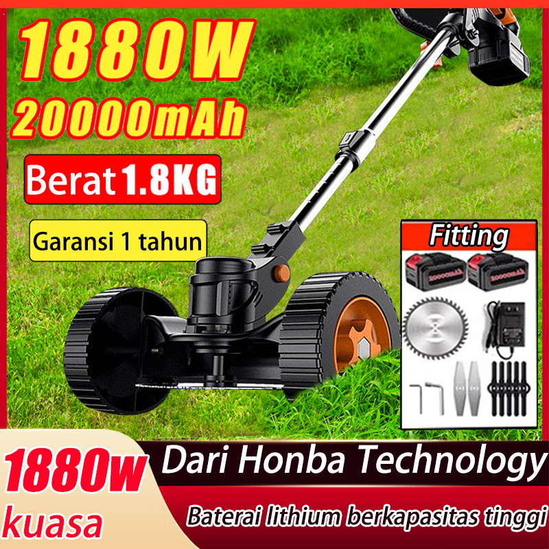 Kirim 2 baterai Kualitas jerman Mesin pemotong rumput Dengan Baterai Lithium 40000MAH 36V Daya tingg