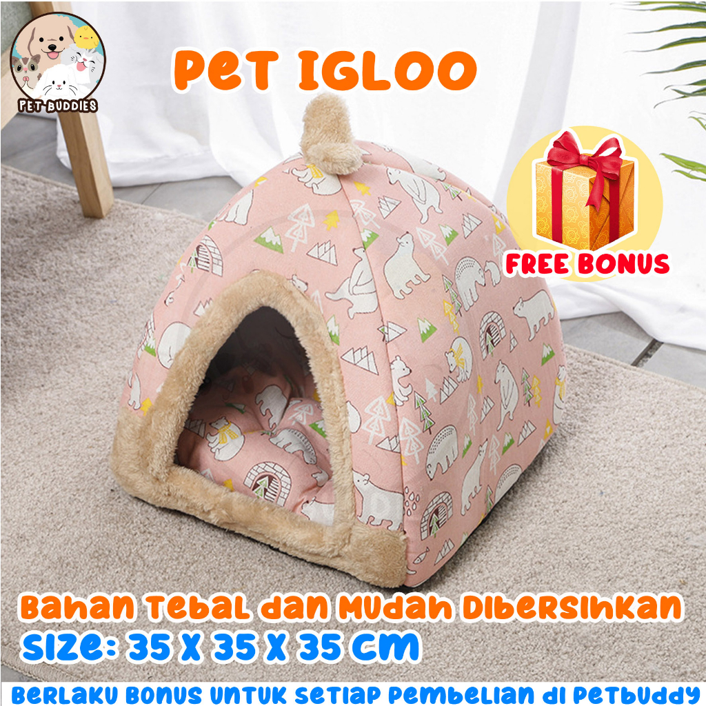 [FREE BONUS]Pet Igloo Rumah Kucing/Anjing Bulu Lembut Pet House Bantal