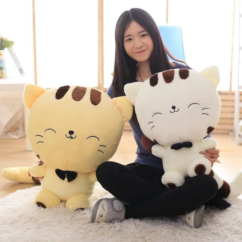 BONEKA KUCING KAWAI JUMBO BESAR PREMIUM MURAH HALUS LEMBUT LUCU GEMOY BISA UKIR NAMA COD BISA DI CUCI