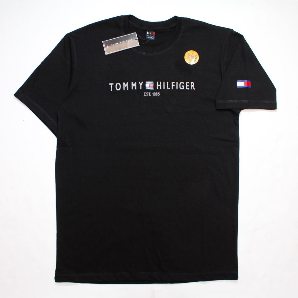 Tommy Hilfiger T-Shirt Distro Pria Morif Logo Flocking Premium Unisex - Kaos Distro - Kaos Pria - Kaos Wanita - Kaos Murah