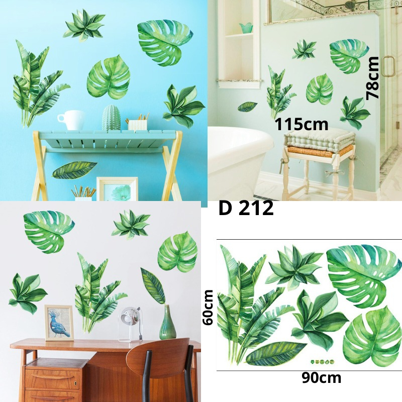 WALSTIKER WALSTICKER SETIKER STIKER STICKER WALLSTICKER DINDING TEMBOK KAMAR ANAK RUANG TAMU CAFEE CAFE MOTIF DAUN HIJAU SUMMER GREEN LEAVES D208 @banyak