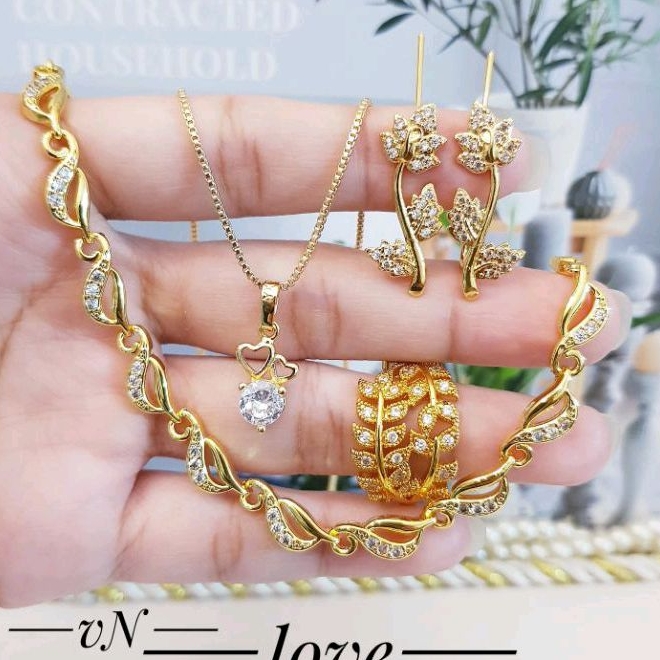 Xuping Set Perhiasan Wanita Terbaru Cantik Lapis Emas 18K 0621ax