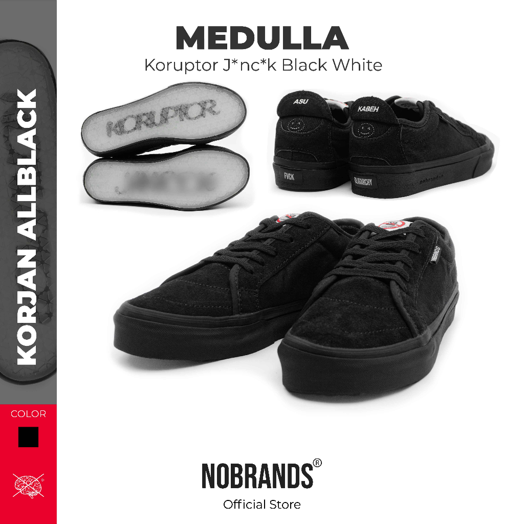 NoBrands Footwear Sepatu Medulla Full Black KORJAN Local Pride Sneakers Pria Wanita