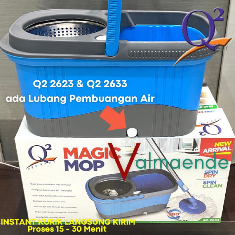 Pel Lantai Alat Pel Putar Otomatis Stainless Magic Mop Q2 2623 Q2 2633 GSF 433 GSF 533 Free Packing Bubble Wrap