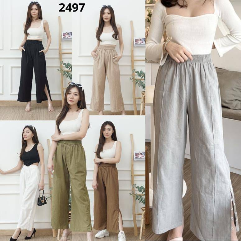 FWR - Cullote Slit Pants Linen Crinkle// Celana Kulot 2497