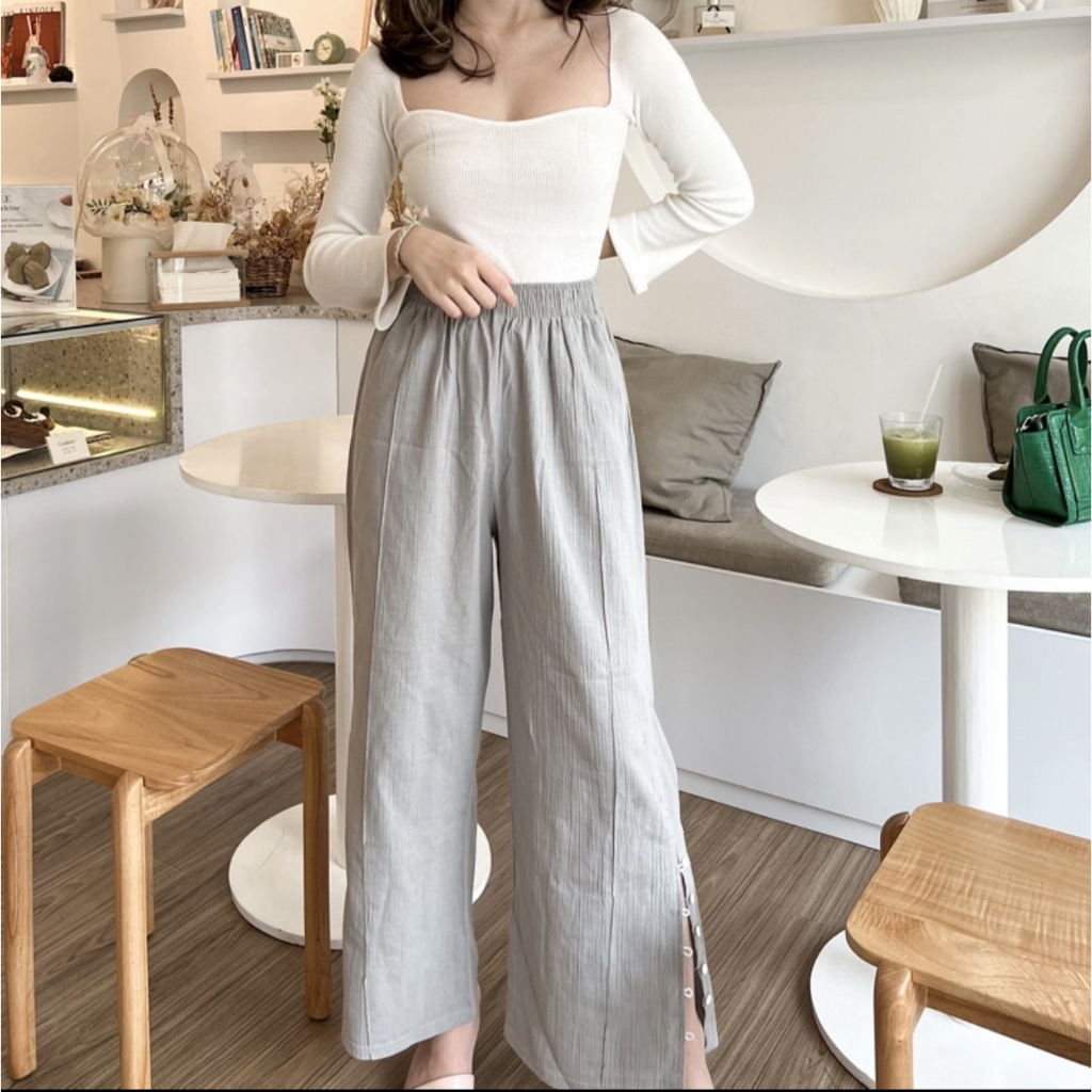 FWR - Cullote Slit Pants Linen Crinkle// Celana Kulot 2497