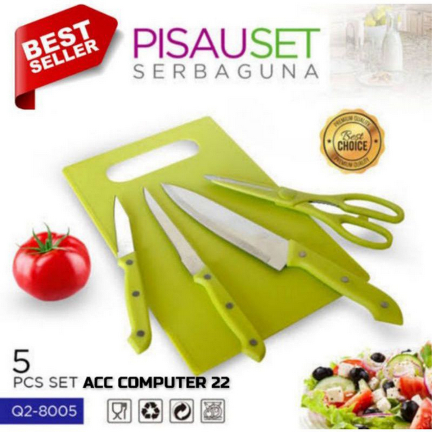 (BOSS) (TALENAN SET PISAU GUNTING DAPUR 5IN1) PISAU DAPUR SET 5 IN 1 (TALENAN/GUNTING/PISAU)