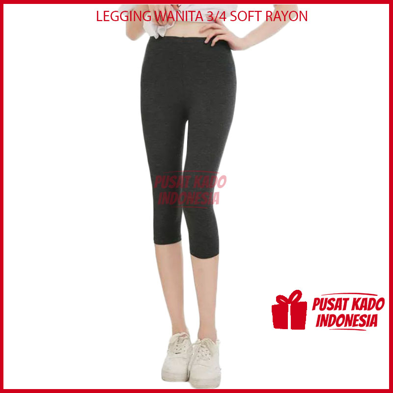 Celana Legging Wanita Pendek 3/4 Bahan Kaos