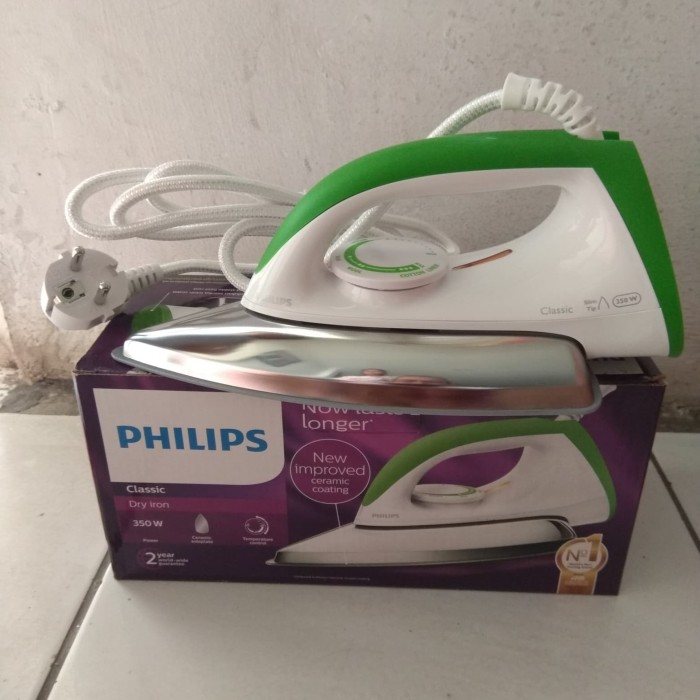 Philips Classic Setrika kering HD1173/80 - Hitam, Tapak Ceramic 4 Lapis, Lebih Tahan Lama, Anti-Baret, Anti-Lengket