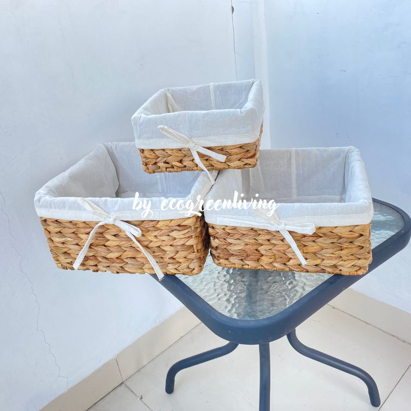 Baki Hampers Lapis Kain Blacu / Keranjang Hampers Rangka Besi Square Unik / Hampers Hantaran