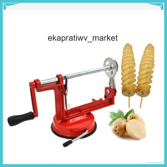 Pengiris Pemotong Serutan Parutan Putar Ulir Keripik Kentang Ubi Singkong Spiral