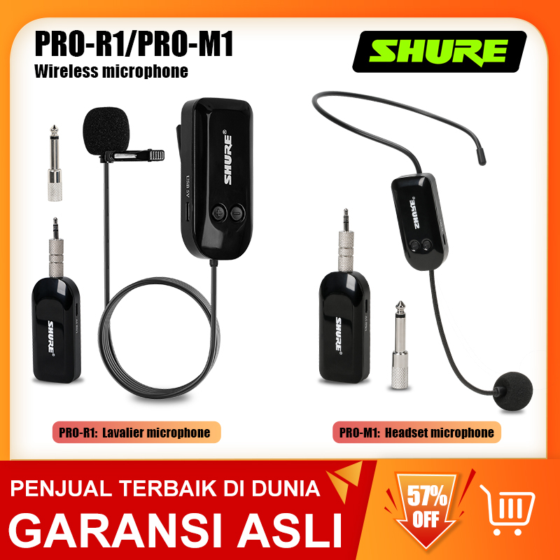 Headset Nirkabel 2.4G Headset Panggung UHF Guru yang Diperkuat PRO-M1/PRO-R1