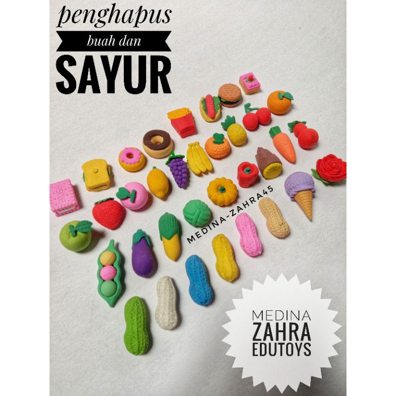 

Penghapus Setip Buah Sayur Eraser Mainan Edukasi Anak Edutoys Sensory
