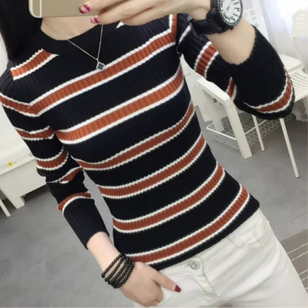 rizkyfashionrajut Vica stripe sweater rajut