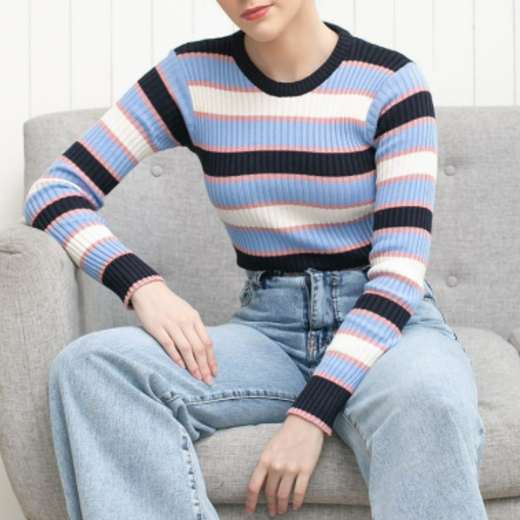 rizkyfashionrajut Vica stripe sweater rajut