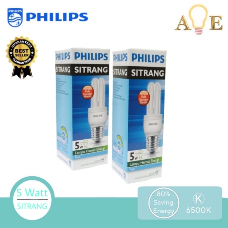 PHILIPS Lampu SITRANG 5 Watt Putih CDL 2U E27 FREE BUBBLE WRAP 5W