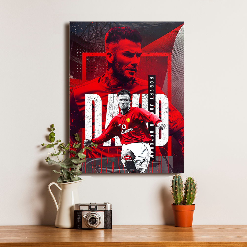 Poster Legenda Sepakbola Inggris David Beckham 4 - Dekorasi Hiasan Dinding Kayu