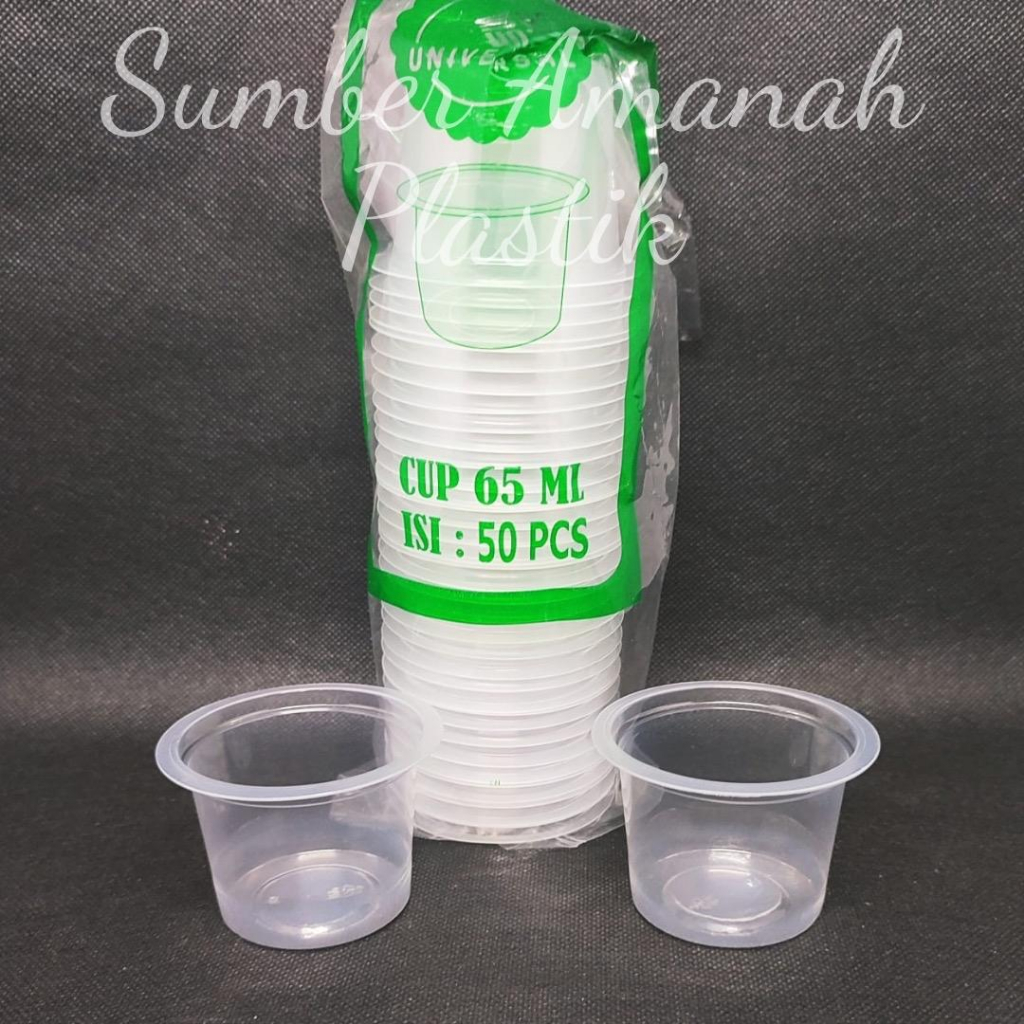 Gelas Plastik 65ml isi 50pcs Cup Bening Kecil agar Puding