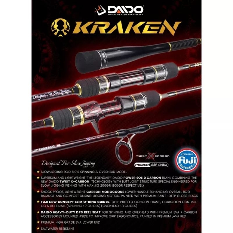 JORAN PANCING DAIDO KRAKEN 602 PE: 2-4 SALTWATER GAME JIGGING JAPAN STYLE CARBON SOLID FUJI QUALITY 