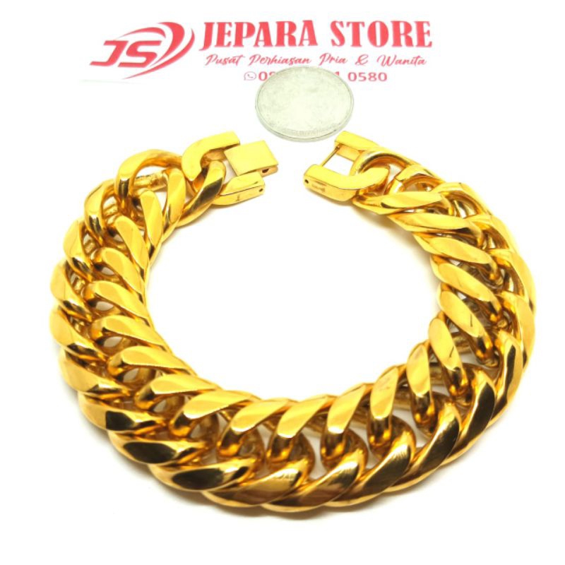Gelang Pria - Cowok Rantai Gold Emas Titanium 316L
