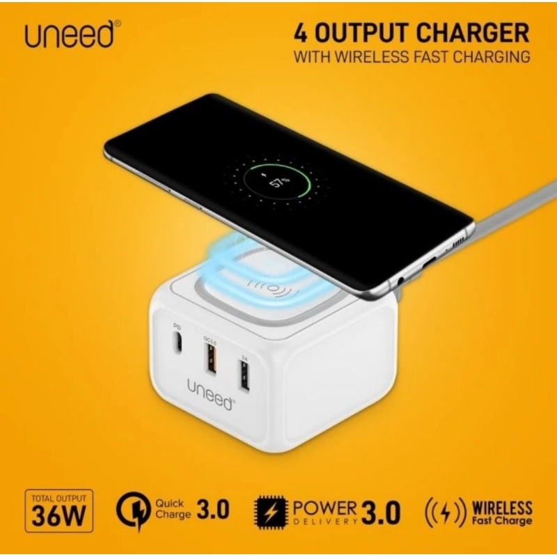 Uneed Power Station Fast Wireless Charger 10W+PD+QC 3.0 - UWA231