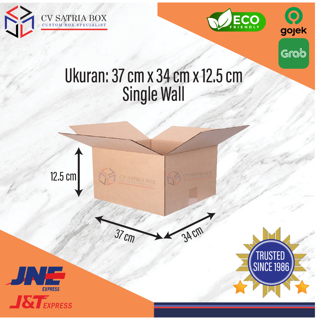 

Dus Packing Kardus Karton Box Corrugated Polos Murah Ukuran 37x34x12.5 cm (P x L x T) - Single Wall
