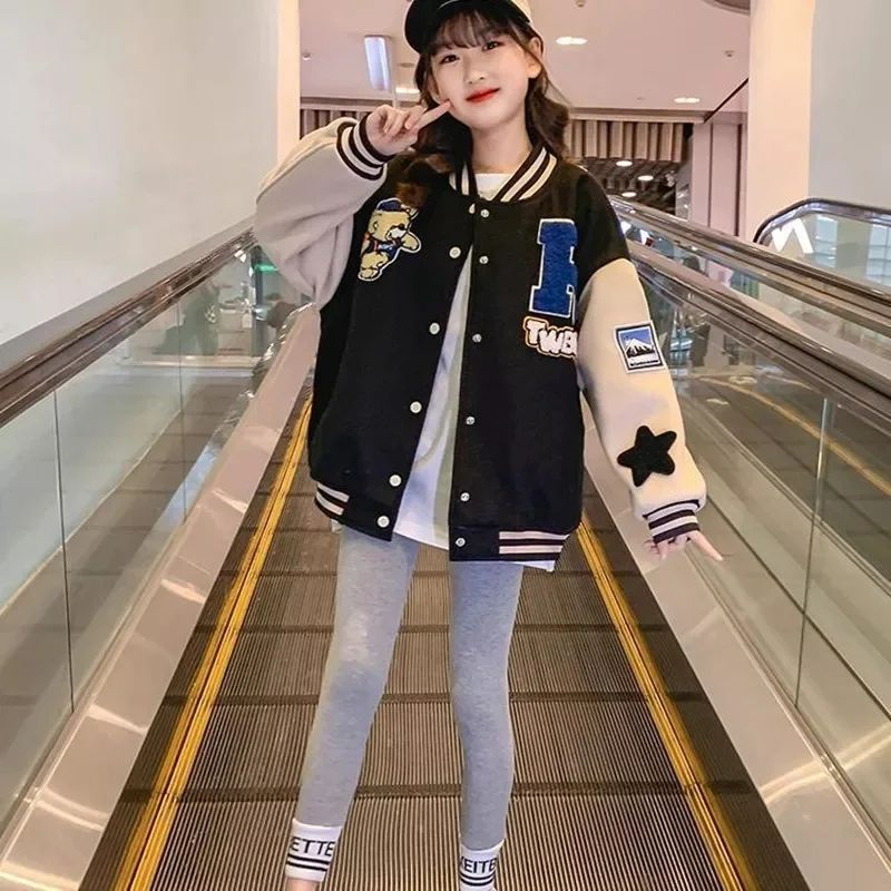 Jaket Anak Baseball Twbear Korea Style Pria &amp; Wanita 8-10+ Tahun