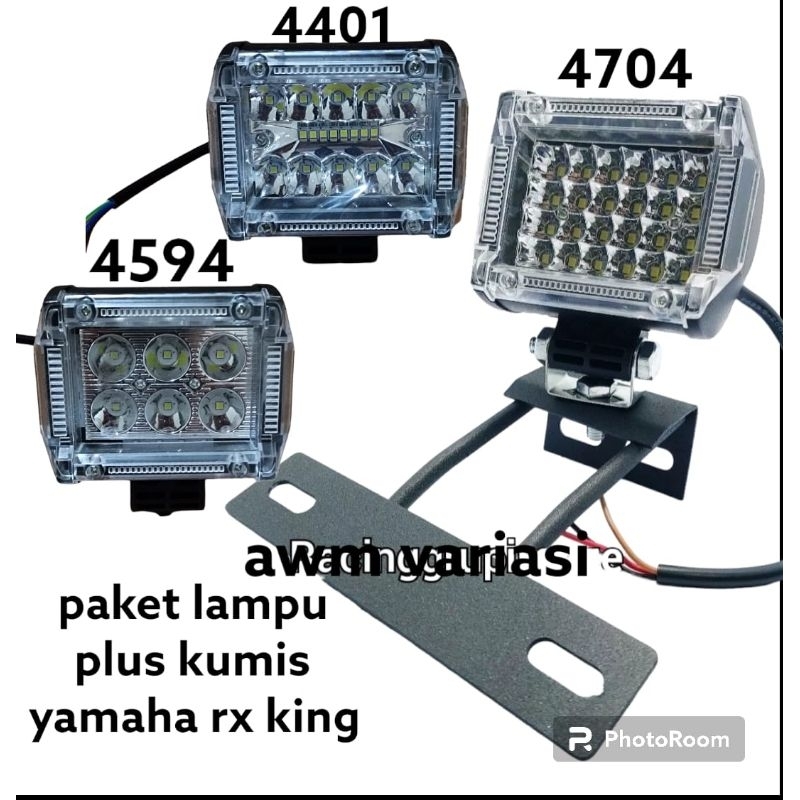 [PAKET] Lampu Depan LED 6 18 24 Mata Red+Bleu 4594 Plus Breket Motor RX King