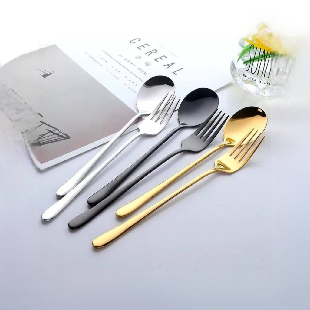 Sendok Garpu Korea Sujeo Gold Silver / Alat Makan Korean Panjang Spoon Fork