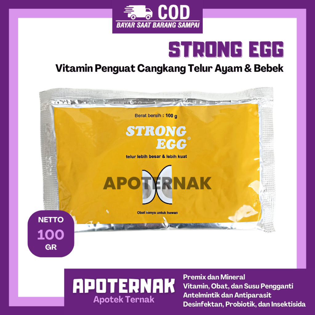 STRONG EGG 100 gram | Vitamin Peningkat Berat Telur Masa Produksi Telur | STRONGEGG 100 gram