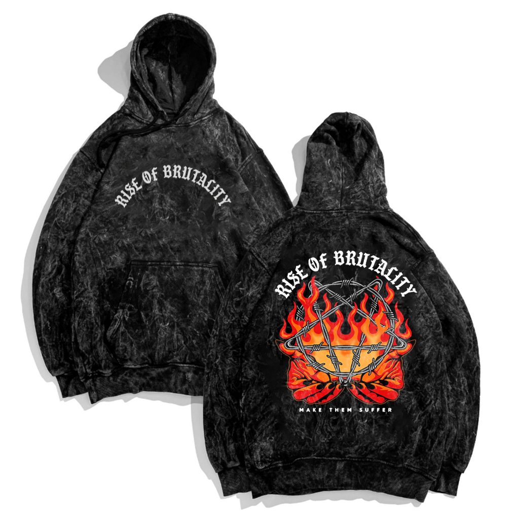 Hoodie Washing Distro Motif Rise Of Brutalityl | Jaket Hoodie Sandwash Pria Metal Terbaru