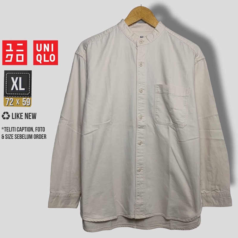 KEMEJA SANGHAI POLOS PRIA UNIQLO CREAM SIZE XL
