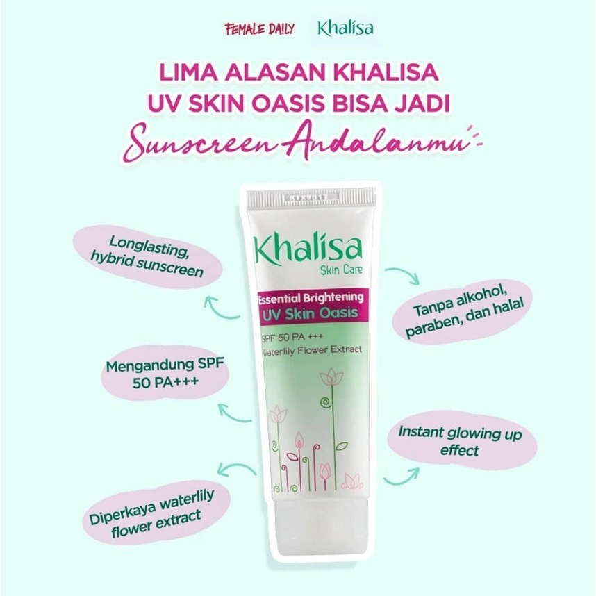 [BPOM] Khalisa Essential Brightening UV SPF50 Skin Oasis 40gr / Khalisa Sunscreen Wajah / Kalisa / Sun Block / MY MOM