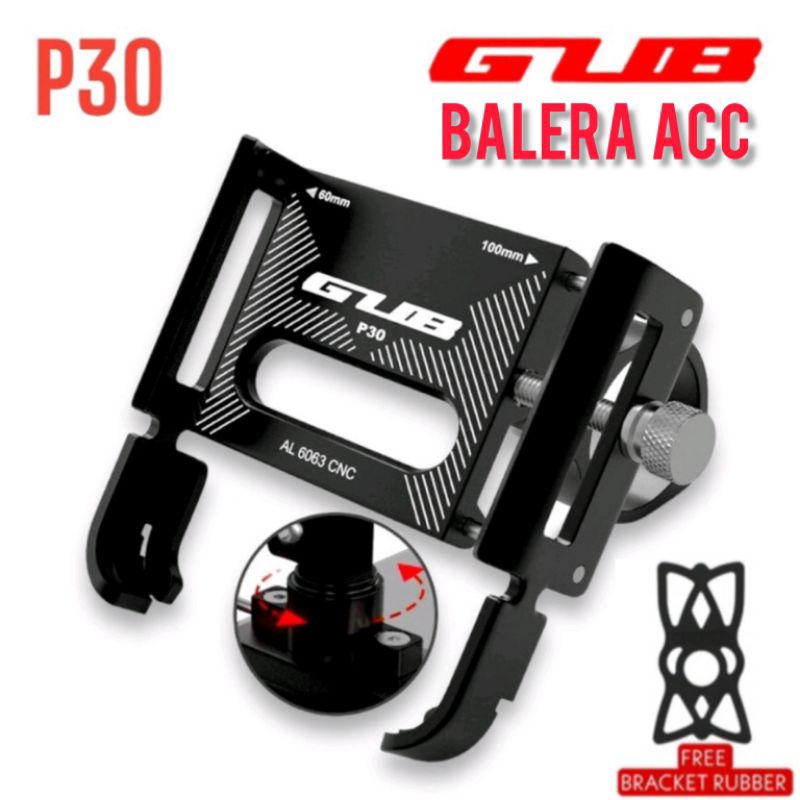 GUB P30 Original Holder Hp Dudukan Ponsel PCX ADV BEAT STREET SCOOPY DLL Aluminium Aloy