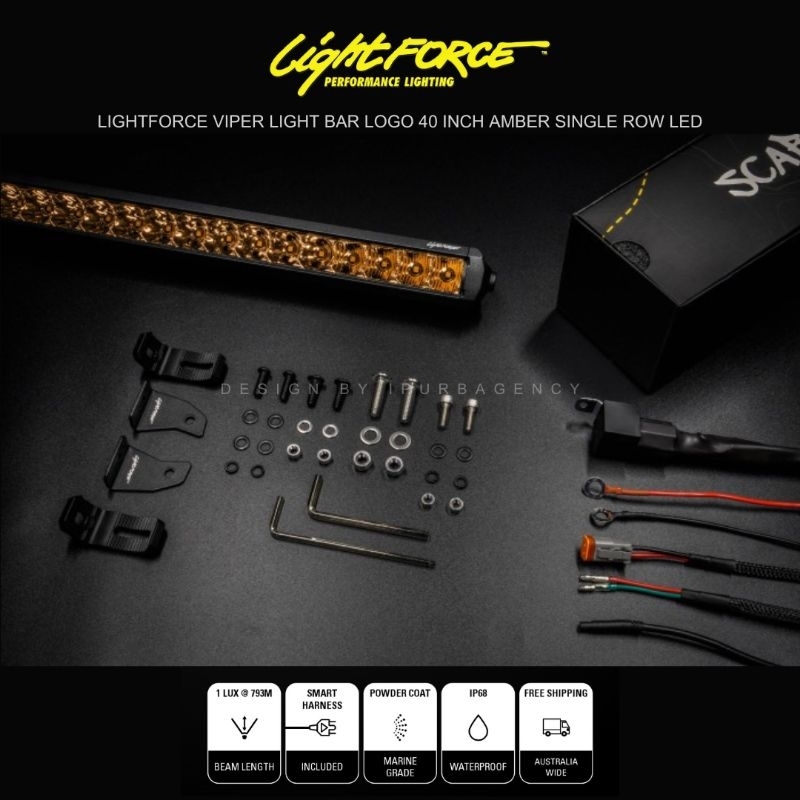LIGHTFORCE VIPER LIGHT BAR Logo 40 INCH AMBER SINGLE ROW LED
